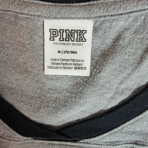 PINK Victoria's Secret Gray and Black Tee - Picture 5 of 8